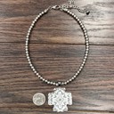  Silver Navajo Bead Aztec Cross Necklace