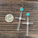  Cross Bling Turquoise Design Drop Earrings