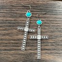  Cross Bling Turquoise Design Drop Earrings