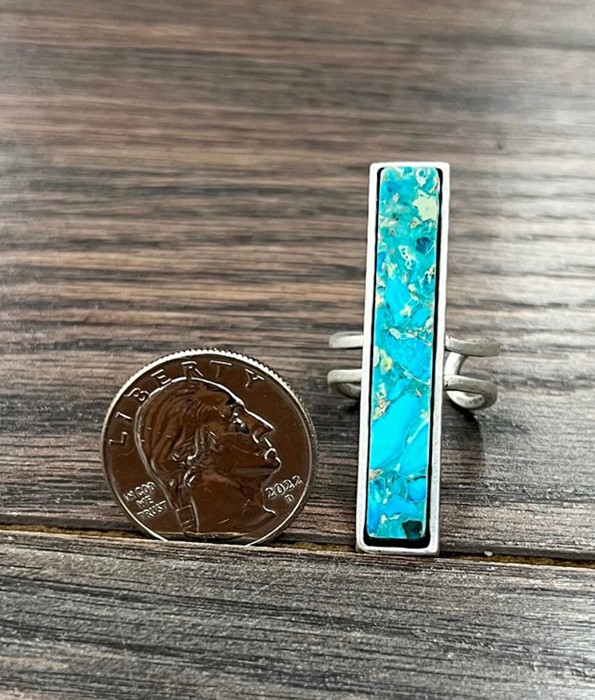 Natural Stone Turquoise Bar Cuff Ring