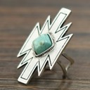  Silver Aztec Turquoise Stone Cuff Ring