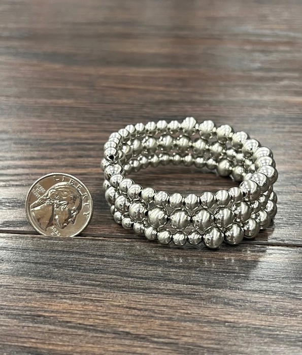 Chunky Shiny Wrap Silver Beads Bracelet