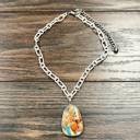  Beautiful Natural Stone Bezel Pendant Necklace