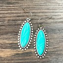  Turquoise Bevel Stone Hook Earrings