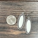  White Turquoise Bevel Stone Hook Earrings