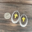  Cross Concho Drop Earrings Yellow