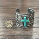  Turquoise Cross Silver Cuff Bracelet