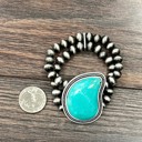  Navajo Bead Turquoise Slab Stretch Bracelet