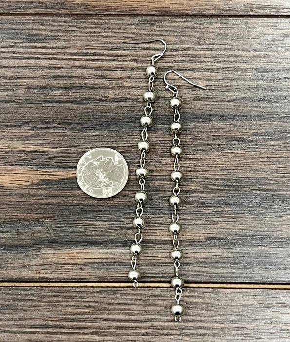 Silver Navajo Bead Dandle Earrings