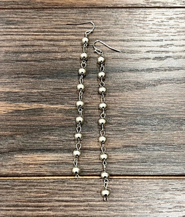 Silver Navajo Bead Dandle Earrings