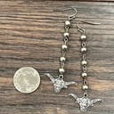  Navajo Bead Longhorn Drop Earrings