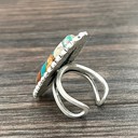  Natural Stone Oblong Burst Cuff Ring