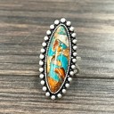  Natural Stone Oblong Burst Cuff Ring