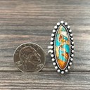  Natural Stone Oblong Burst Cuff Ring