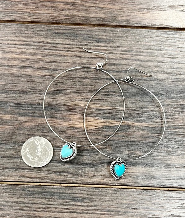 Heart Turquoise Sassy Hoop Earrings
