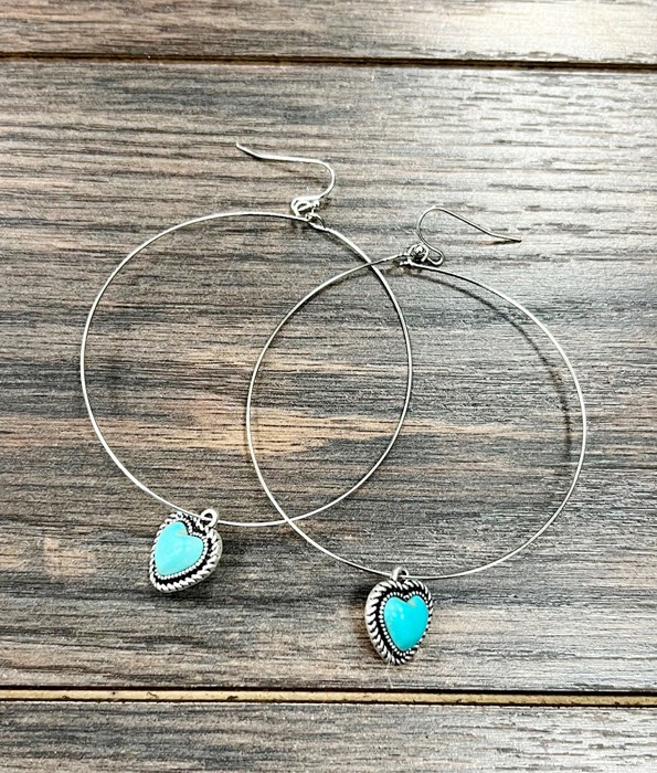 Heart Turquoise Sassy Hoop Earrings
