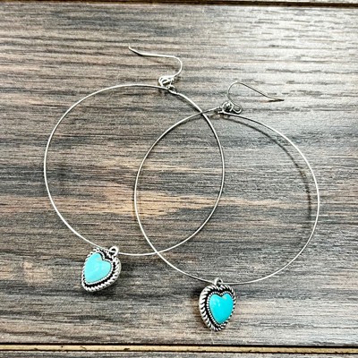 Heart Turquoise Sassy Hoop Earrings