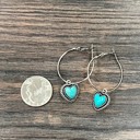  Heart Drop Turquoise Hoop Earrings