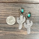  Hammered Cactus Silver Turquoise Earrings