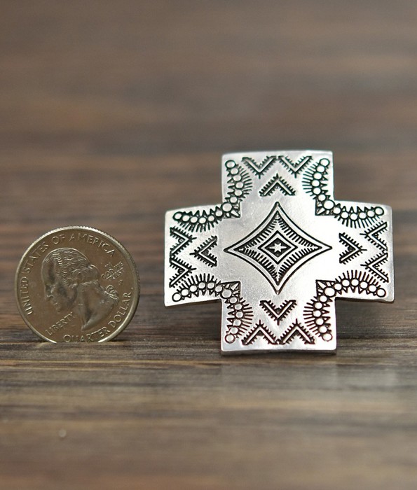 Silver Navajo Cross Cuff Ring