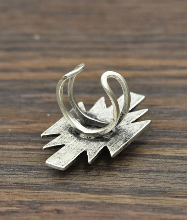 Aztec White Turquoise Silver Cuff Ring