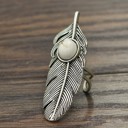  Feather White Turquoise Silver Cuff Ring