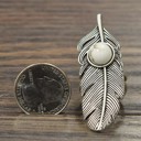  Feather White Turquoise Silver Cuff Ring