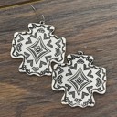  Aztec Cross Silver Hook Earrings