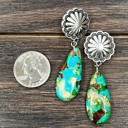  Beautiful Natural Stone Silver Concho Drop Earrings