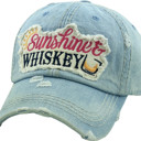  Distressed Sunshine & Whiskey Denim Hat - FREE SHIPPING