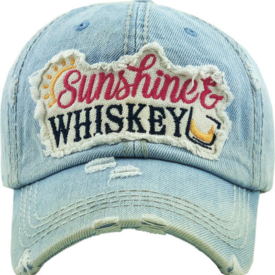 Distressed Sunshine & Whiskey Denim Hat - FREE SHIPPING