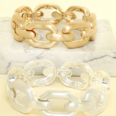 Anchor Chain Link Stretch Bracelets - Silver & Gold