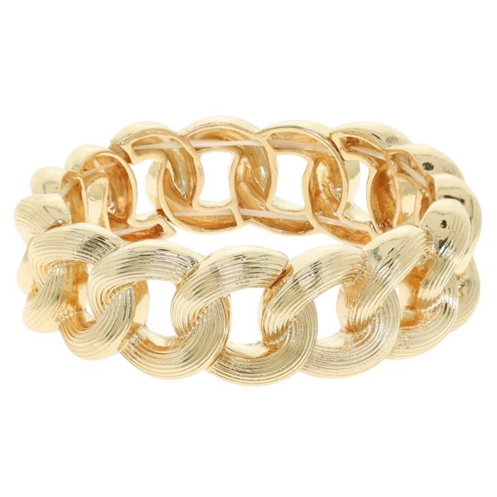 Chunky Curb Chain Stretch Bracelets - Silver & Gold