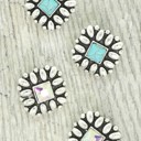  Western Floral Square Post Earrings - AB or Turquoise