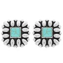  Western Floral Square Post Earrings - AB or Turquoise