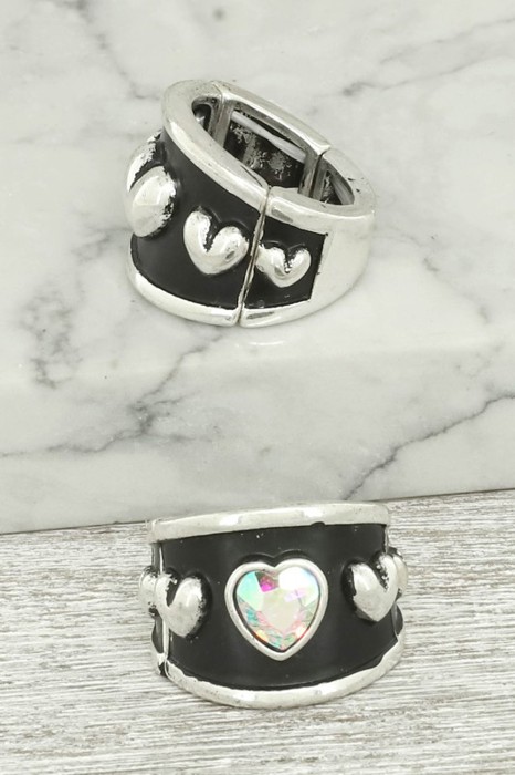 Western Dome Bubble Heart Stretch Ring
