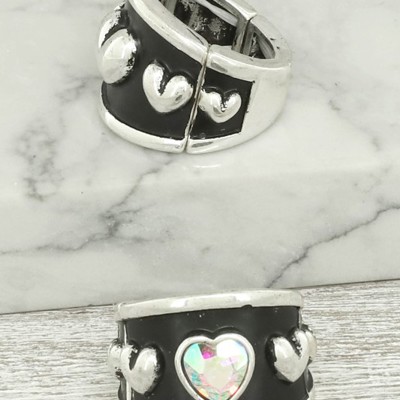 Western Dome Bubble Heart Stretch Ring