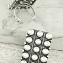  Western Bubble Rectangle Stretch Rings - Silver or Turquoise
