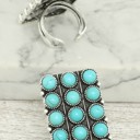  Western Bubble Rectangle Stretch Rings - Silver or Turquoise