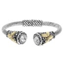  Western Bezel Open Cuff Bracelets - Silver & Gold