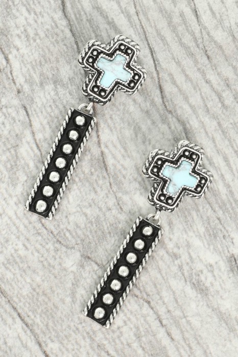 Western Cross Concho Turquoise Earrings