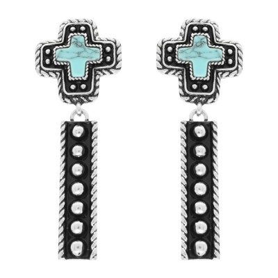 Western Cross Concho Turquoise Earrings