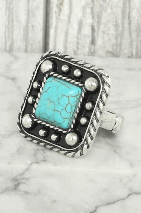 Western Bubble Square Stretch Ring