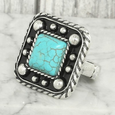 Western Bubble Square Stretch Ring