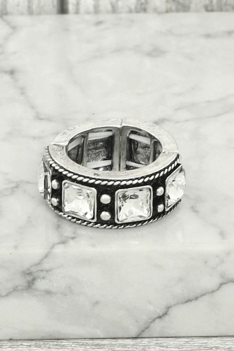 Western Jeweled Square Stretch Ring