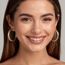  14K Gold Plated Two Tone Braided Hoop Earrings