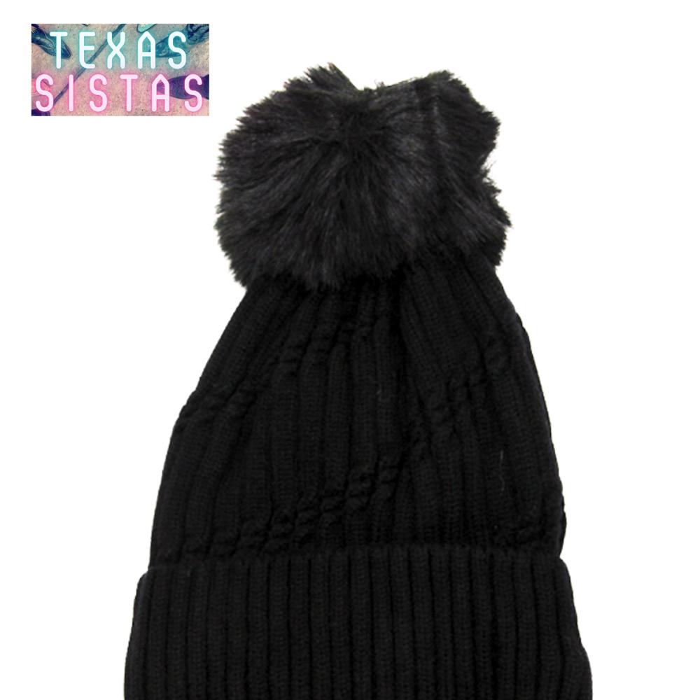 Super Soft Ribbed Design Pom Beanie