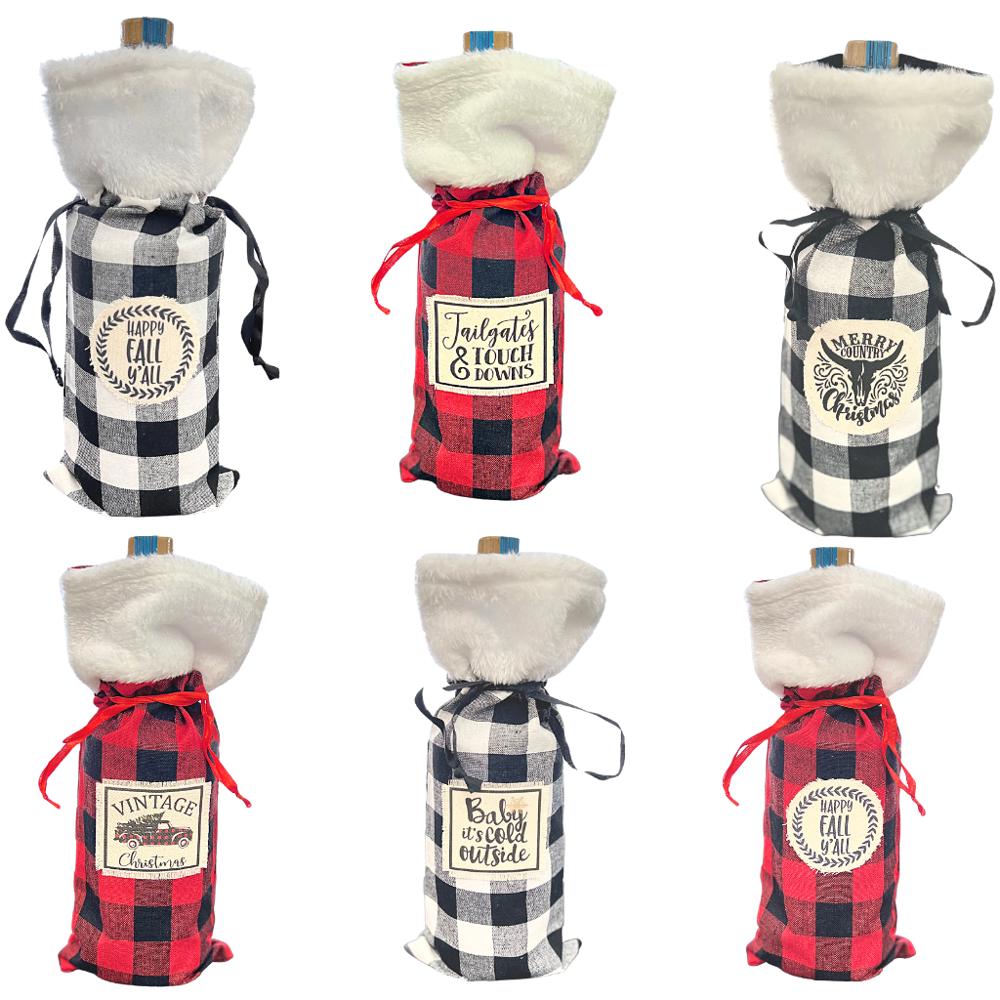 Sassy Holiday Wine Liquor Stocking Top Bags - FREE SHIPPING