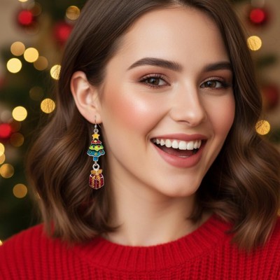 Super Cute CHRISTmas Tree Present Drop Earrings