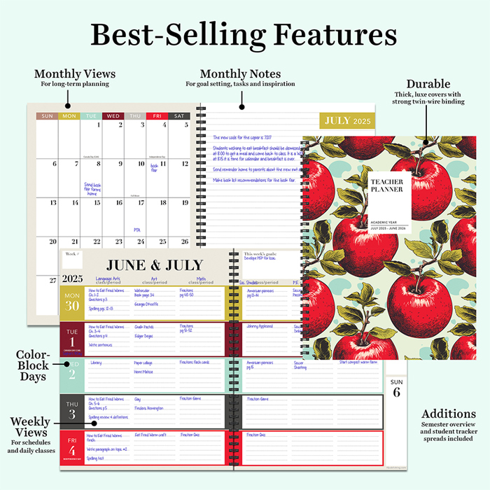 July 2025 - June 2026 Heirloom Apples Teacher and Home School Lesson Planning Book